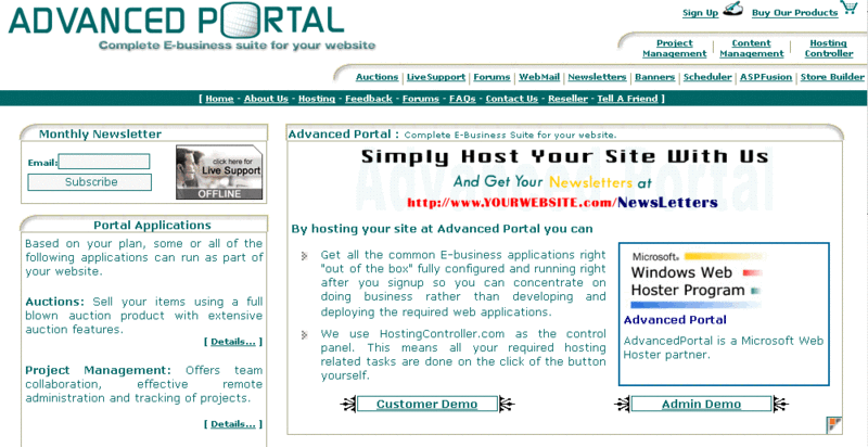 Advanced Portal Software Screenshot